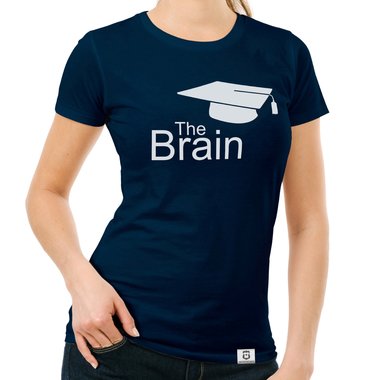 Damen T-Shirt - The Brain weiss-schwarz XXL