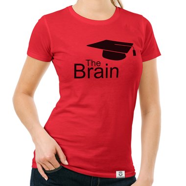 Damen T-Shirt - The Brain weiss-schwarz XXL