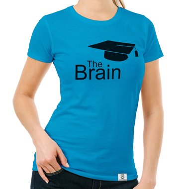 Damen T-Shirt - The Brain weiss-schwarz XXL