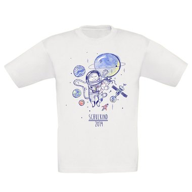 Kinder T-Shirt - Astronaut - Schulkind 2018 weiss-dunkelblau 152-164