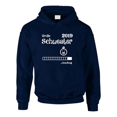 Kinder Hoodie - Groe Schwester 2019 loading dunkelblau-weiss 98-104