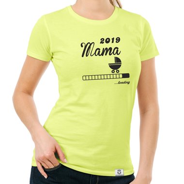 Damen T-Shirt - Mama 2019 loading gelb-schwarz XXL