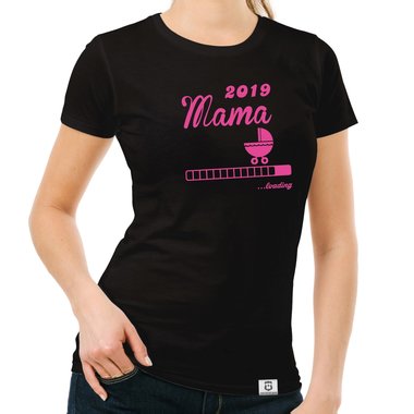 Damen T-Shirt - Mama 2019 loading gelb-schwarz XXL