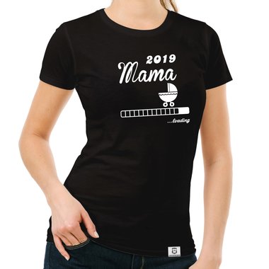 Damen T-Shirt - Mama 2019 loading gelb-schwarz XXL