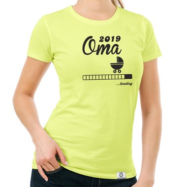 Damen Glitzer T-Shirt - Oma loading 2019 dunkelblau-silberglitzer S