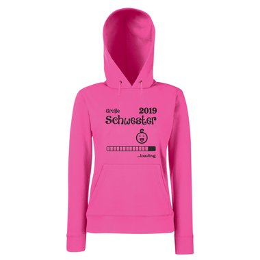 Damen Hoodie - Groe Schwester 2019 loading fuchsia-schwarz XS