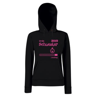 Damen Hoodie - Groe Schwester 2019 loading fuchsia-schwarz XS