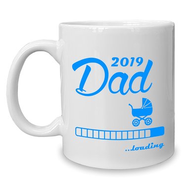 Kaffeebecher - Tasse - Dad 2019 loading weiss-cyan