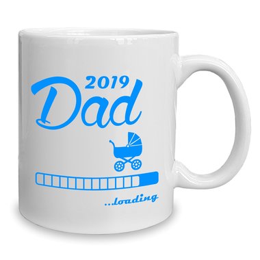 Kaffeebecher - Tasse - Dad 2019 loading weiss-cyan