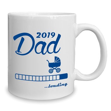 Kaffeebecher - Tasse - Dad 2019 loading weiss-cyan