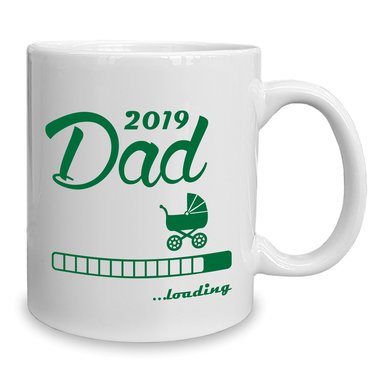 Kaffeebecher - Tasse - Dad 2019 loading weiss-cyan