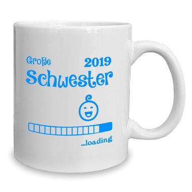 Kaffeebecher - Tasse - Groe Schwester 2019 loading weiss-cyan