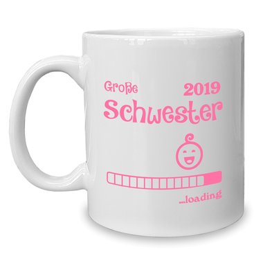 Kaffeebecher - Tasse - Groe Schwester 2019 loading weiss-cyan