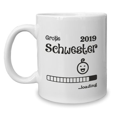 Kaffeebecher - Tasse - Groe Schwester 2019 loading weiss-cyan