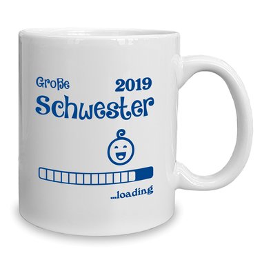 Kaffeebecher - Tasse - Groe Schwester 2019 loading weiss-cyan