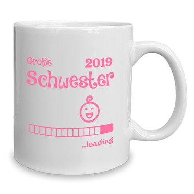 Kaffeebecher - Tasse - Groe Schwester 2019 loading weiss-cyan