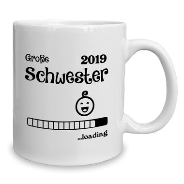 Kaffeebecher - Tasse - Groe Schwester 2019 loading weiss-cyan