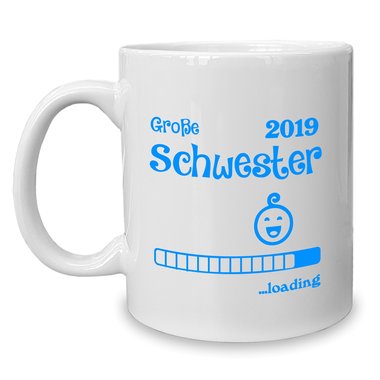 Kaffeebecher - Tasse - Groe Schwester 2019 loading weiss-cyan