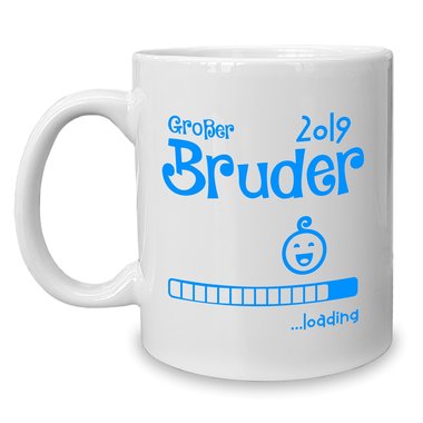 Kaffeebecher - Tasse - Groer Bruder 2019 loading weiss-cyan