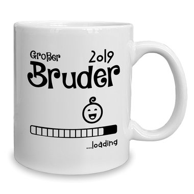 Kaffeebecher - Tasse - Groer Bruder 2019 loading weiss-cyan