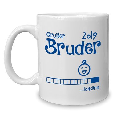 Kaffeebecher - Tasse - Groer Bruder 2019 loading weiss-cyan