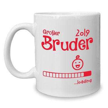 Kaffeebecher - Tasse - Groer Bruder 2019 loading weiss-cyan