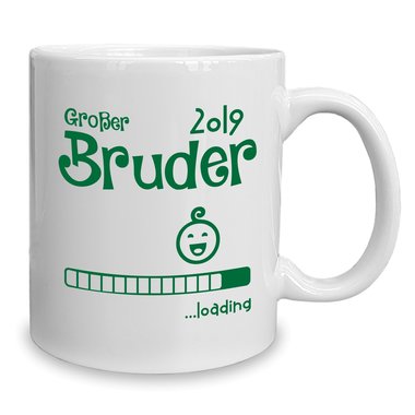 Kaffeebecher - Tasse - Groer Bruder 2019 loading weiss-cyan