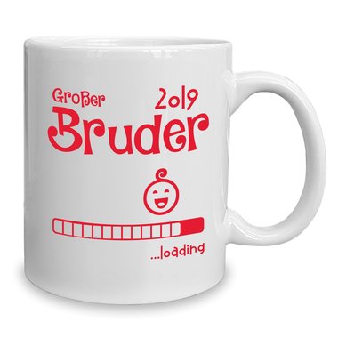 Kaffeebecher - Tasse - Groer Bruder 2019 loading weiss-cyan