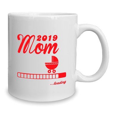 Kaffeebecher - Tasse - Mom 2019 loading weiss-cyan