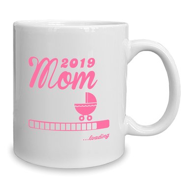 Kaffeebecher - Tasse - Mom 2019 loading weiss-rosa