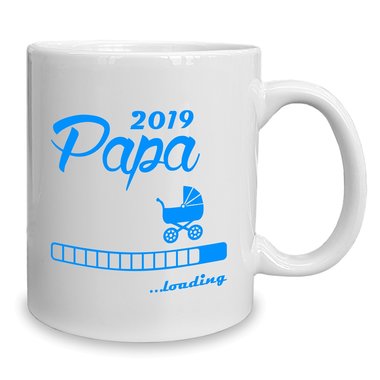 Kaffeebecher - Tasse - Papa 2019 loading weiss-cyan