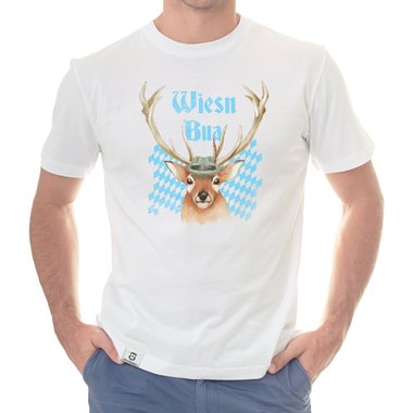 Herren Oktoberfest T-Shirt - Wiesn Bua dunkelblau-himmelblau S