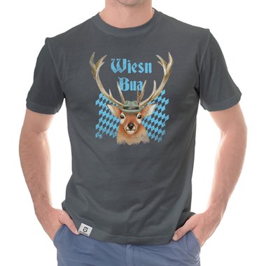 Herren Oktoberfest T-Shirt - Wiesn Bua dunkelblau-himmelblau S