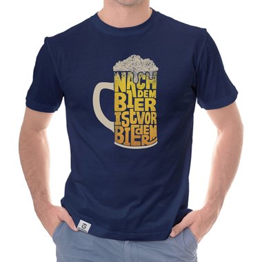 Herren T-Shirt - Nach dem Bier ist vor dem Bier dunkelblau-gelb S