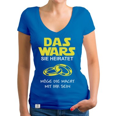 Damen T-Shirt V-Ausschnitt - Das Wars - Sie heiratet dunkelgrau-weiss XS