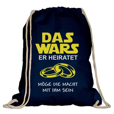 JGA Turnbeutel - Das Wars - Er heiratet weiss-schwarz