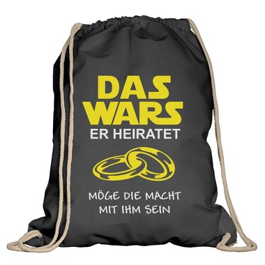 JGA Turnbeutel - Das Wars - Er heiratet weiss-schwarz