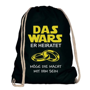 JGA Turnbeutel - Das Wars - Er heiratet weiss-schwarz