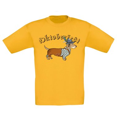 Kinder T-Shirt - Oktoberfest Dackel weiss-schwarz 152-164