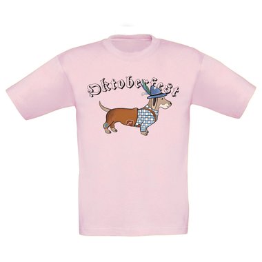 Kinder T-Shirt - Oktoberfest Dackel weiss-schwarz 152-164