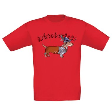 Kinder T-Shirt - Oktoberfest Dackel weiss-schwarz 152-164