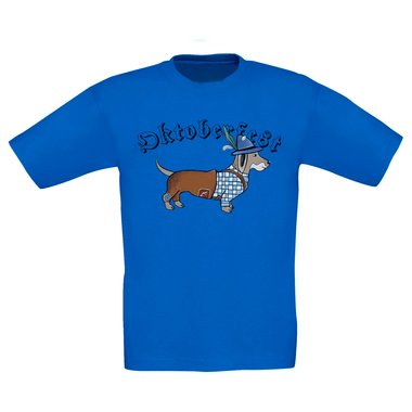 Kinder T-Shirt - Oktoberfest Dackel weiss-schwarz 152-164