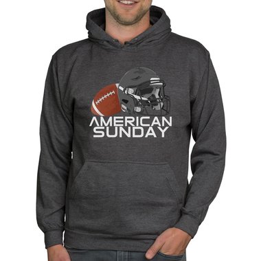 Herren Hoodie - American Sunday dunkelgrau-weiss XS