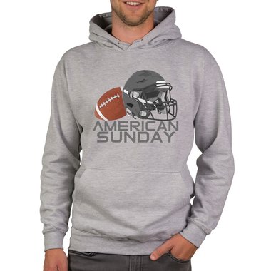 Herren Hoodie - American Sunday dunkelgrau-weiss XS