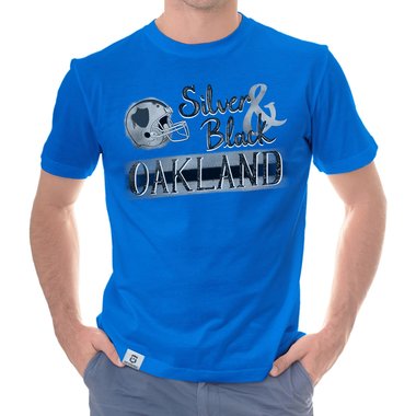 Herren T-Shirt - Silver & Black - Oakland royalblau-grau 5XL