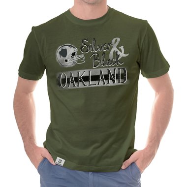 Herren T-Shirt - Silver & Black - Oakland royalblau-grau 5XL