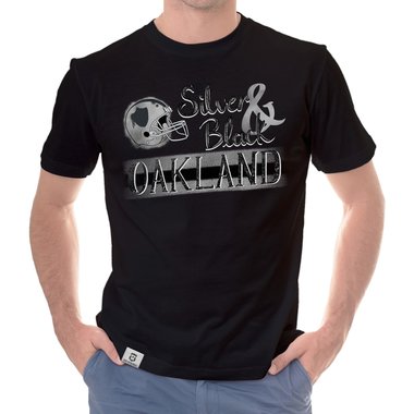 Herren T-Shirt - Silver & Black - Oakland royalblau-grau 5XL