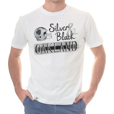 Herren T-Shirt - Silver & Black - Oakland royalblau-grau 5XL