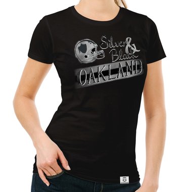 Damen T-Shirt - Silver & Black - Oakland schwarz-grau XS