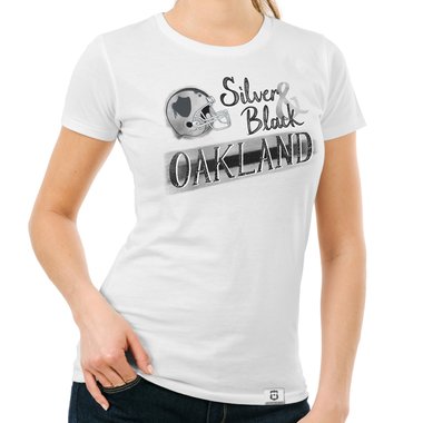 Damen T-Shirt - Silver & Black - Oakland schwarz-grau XS